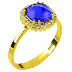 Χρυσό δαχτυλίδι ροζέτα Κ14 με ζιργκόν